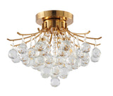 Bethel Stain Brass Semi Flush Mount in Metal & Crystal