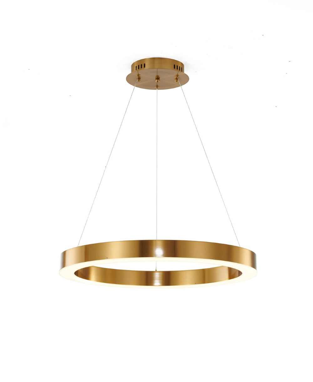 Bethel Gold Halo Ring LED Chandelier - Adjustable Cord, Stunning Design for Any Ceiling Height