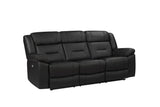 Sebastian Leather Sofa with Dual Recliner Black