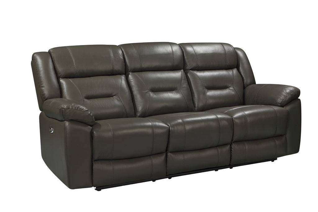 New Classic Furniture Sebastian Leather Sofa with Dual Recliner Gray L2641-30-LGR