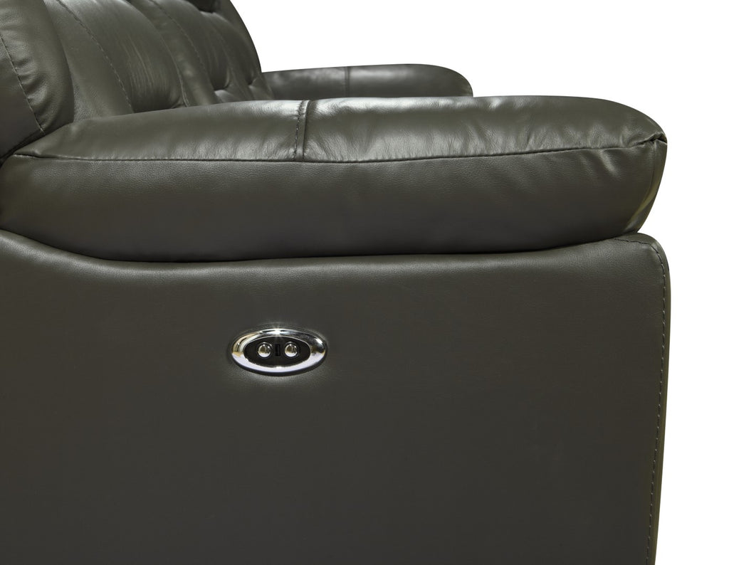 New Classic Furniture Sebastian Leather Sofa with Dual Recliner Gray L2641-30-LGR