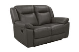 New Classic Furniture Taggart Leather Loveseat with Dual Recliners Gray L2642-20-GRY