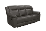 Taggart Leather Sofa with Dual Recliner Gray