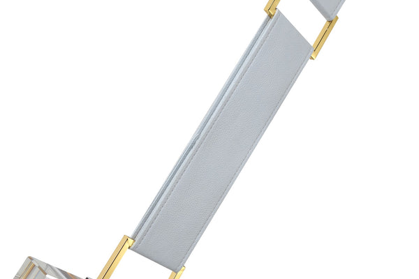 Bethel Elegant Gold & White Pendant Light with Crystal Block & Leather Strap for Modern Spaces