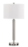 Cal Lighting 60W x 2 Metal Night Stand Lamp with 2 Usb And 2 Power Outlets, On Off Rocker Base Switch LA-2004NS-6R-BS Brushed Steel LA-2004NS-6R-BS