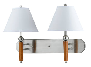 Cal Lighting 60W x 2 3 Way Metal Wall Lamp LA-60008W2L-1BS Brushed Steel/Espresso LA-60008W2L-1BS