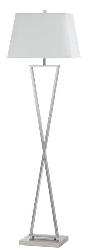 Cal Lighting 100W Metal Floor Lamp with Push Thru Socket Switch LA-8023FL-1-BS Brushed Steel LA-8023FL-1-BS