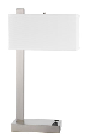 Cal Lighting Drancy Metal Desk Lamp with One Power Outlet And One Usb Charging Port LA-8037DK Brushed Steel LA-8037DK