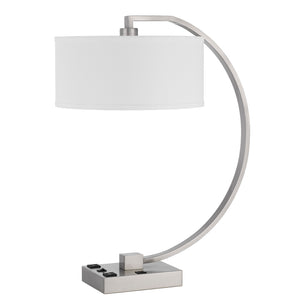 Cal Lighting Belfort Metal Desk Lamp with 2 Power Outlets And 1 Usb Charging Port LA-8038DK Brushed Steel LA-8038DK