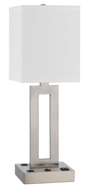 Cal Lighting Sarnia Metal Desk Lamp with 1 Outlet And 2 Usb Charging Ports LA-8040DK Brushed Steel LA-8040DK