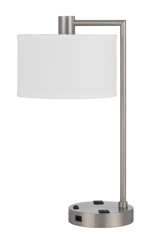 Cal Lighting Roanne Metal Desk Lamp with 2 Power Outlet And 1 Usb Charging Ports LA-8041DK Brushed Steel LA-8041DK