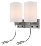 Cal Lighting 60W x 2 Lakewood Wall Lamp with Two 1W Intergrated LED Reading Lamps LA-8045W2L-1 White LA-8045W2L-1