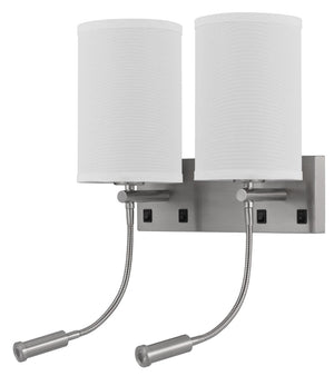 Cal Lighting 60W x 2 Lakewood Wall Lamp with Two 1W Intergrated LED Reading Lamps LA-8045W2L-1 White LA-8045W2L-1