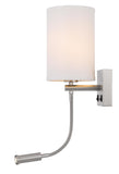 Cal Lighting 60W Lakewood Wall Lamp with 1W Intergrated LED Reading Lamp LA-8045WL-1 White LA-8045WL-1