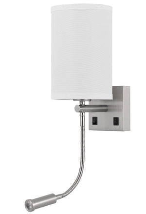 Cal Lighting 60W Lakewood Wall Lamp with 1W Intergrated LED Reading Lamp LA-8045WL-1 White LA-8045WL-1