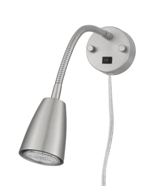 Cal Lighting 6W LED Gooseneck Bedside Reading Light (3K, 6W Gu10 Bulb Included) LA-8047 Brushed Steel LA-8047