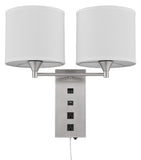 Cal Lighting 60W x 2 Reedsport Wall Lamp with 2 Power Outlets And 1 Usb Charging Port LA-8049W2L-1 White LA-8049W2L-1