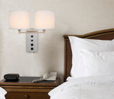 Cal Lighting 60W x 2 Reedsport Wall Lamp with 2 Power Outlets And 1 Usb Charging Port LA-8049W2L-1 White LA-8049W2L-1