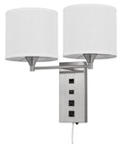 60W x 2 Reedsport Wall Lamp with 2 Power Outlets And 1 Usb Charging Port