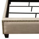 La Jolla Eastern King Bed with Nail Head Accent by Diamond Sofa - Desert Sand Linen