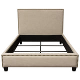 La Jolla Eastern King Bed with Nail Head Accent by Diamond Sofa - Desert Sand Linen