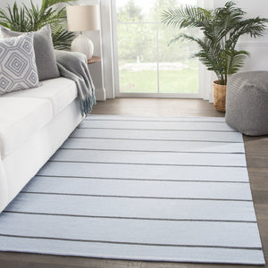 Jaipur Living Corbina Indoor/ Outdoor Stripe Light Blue/ Gray Area Rug (8'10"X11'9")