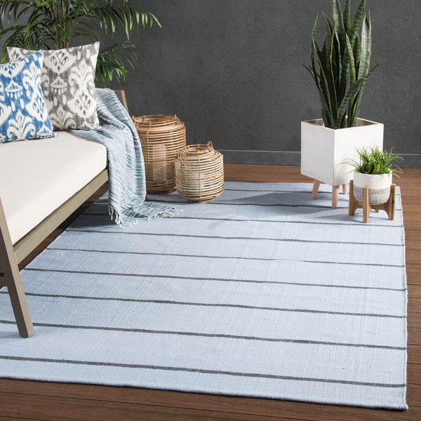 Jaipur Living Corbina Indoor/ Outdoor Stripe Light Blue/ Gray Area Rug (8'10"X11'9")