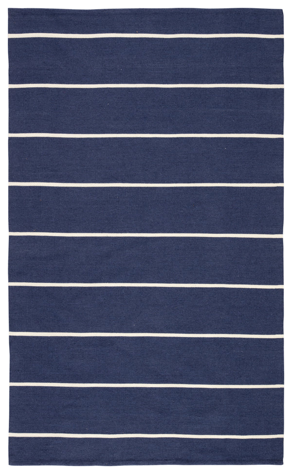 Jaipur Living Corbina Indoor/ Outdoor Stripe Dark Blue/ Ivory Area Rug (8'10"X11'9")
