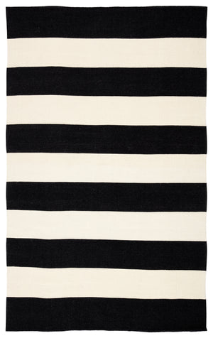 Jaipur Living Remora Indoor/ Outdoor Stripe Black/ Ivory Area Rug (8'10"X11'9")