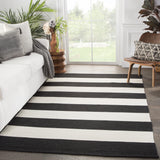 Jaipur Living Remora Indoor/ Outdoor Stripe Black/ Ivory Area Rug (8'10"X11'9")