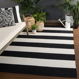 Jaipur Living Remora Indoor/ Outdoor Stripe Black/ Ivory Area Rug (8'10"X11'9")