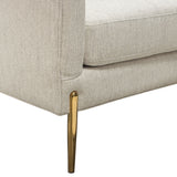 Lane Chair in Light Cream Fabric with Gold Metal Legs by Diamond Sofa