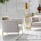 Lane Chair in Light Cream Fabric with Gold Metal Legs by Diamond Sofa