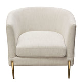 Lane Chair in Light Cream Fabric with Gold Metal Legs by Diamond Sofa