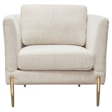 Lane Chair in Light Cream Fabric with Gold Metal Legs