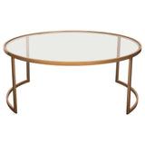 Lane 2PC Round Nesting Set in Brushed Gold Frame w/ Clear Tempered Glass Tops by Diamond Sofa