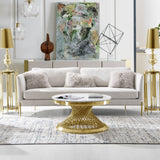 Lane Sofa in Light Cream Fabric with Gold Metal Legs by Diamond Sofa