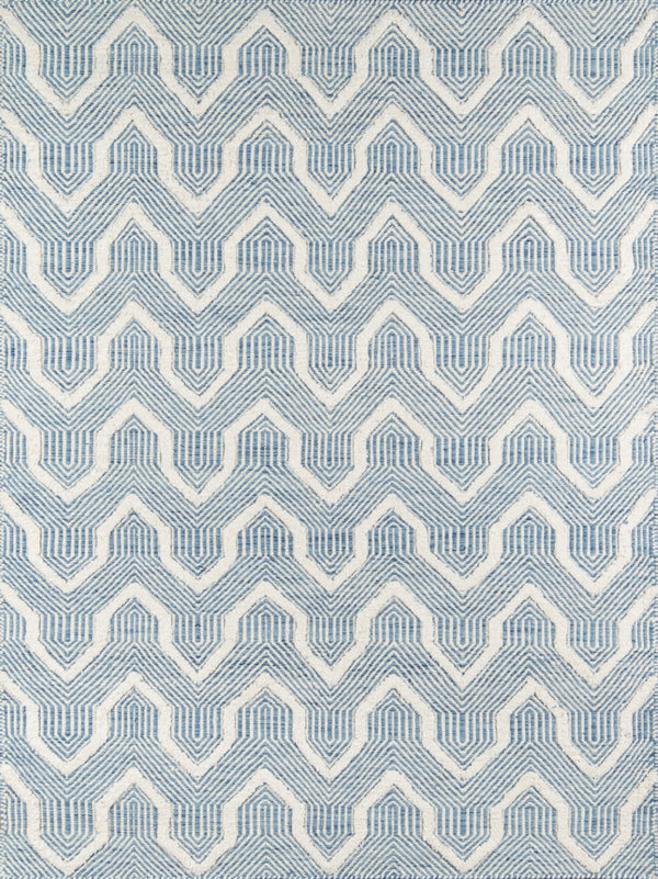 Momeni Erin Gates Langdon LGD-1 Hand Woven Contemporary Geometric Indoor Area Rug Blue 8'6" x 11'6" LANGDLGD-1BLU86B6