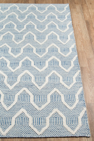 Momeni Erin Gates Langdon LGD-1 Hand Woven Contemporary Geometric Indoor Area Rug Blue 8'6" x 11'6" LANGDLGD-1BLU86B6