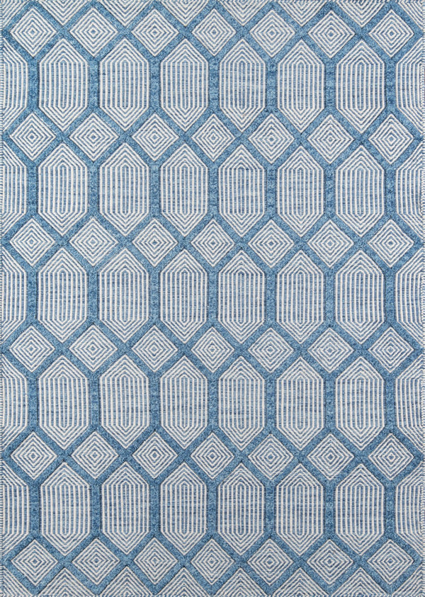 Momeni Erin Gates Langdon LGD-4 Hand Woven Contemporary Diamond Indoor Area Rug Blue 8'6" x 11'6" LANGDLGD-4BLU86B6