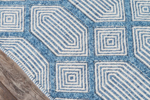 Momeni Erin Gates Langdon LGD-4 Hand Woven Contemporary Diamond Indoor Area Rug Blue 8'6" x 11'6" LANGDLGD-4BLU86B6