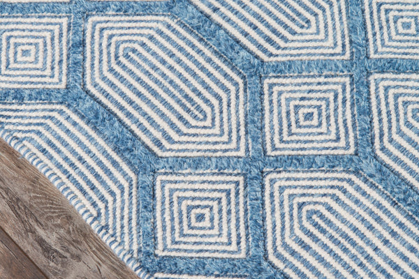 Momeni Erin Gates Langdon LGD-4 Hand Woven Contemporary Diamond Indoor Area Rug Blue 8'6" x 11'6" LANGDLGD-4BLU86B6