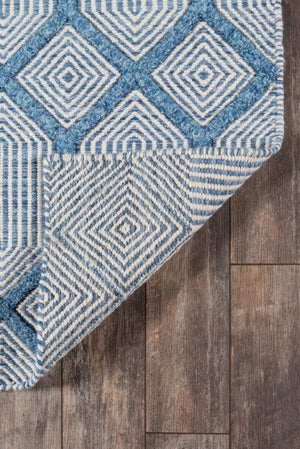 Momeni Erin Gates Langdon LGD-4 Hand Woven Contemporary Diamond Indoor Area Rug Blue 8'6" x 11'6" LANGDLGD-4BLU86B6