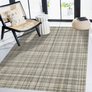 AMER Rugs Laurel LAU-1 Hand-Tufted Plaid Transitional Area Rug Ivory 8'6" x 11'6"