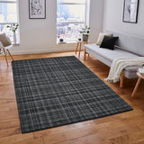 AMER Rugs Laurel LAU-12 Hand-Tufted Plaid Transitional Area Rug Charcoal 8'6" x 11'6"