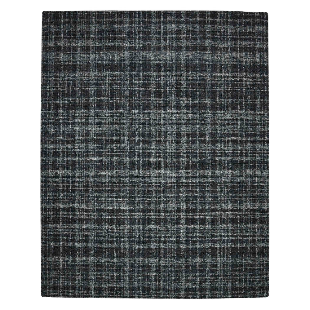 AMER Rugs Laurel LAU-12 Hand-Tufted Plaid Transitional Area Rug Charcoal 8'6" x 11'6"