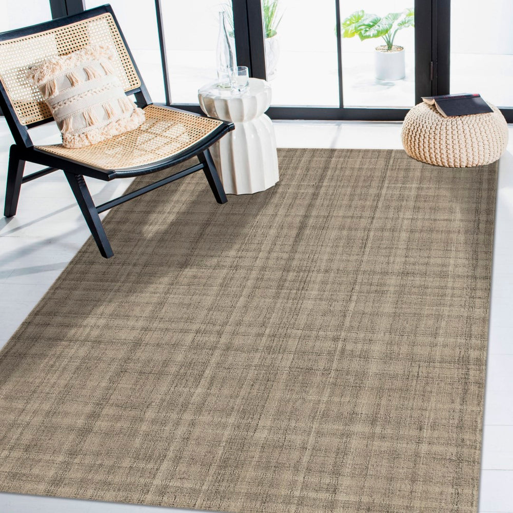 AMER Rugs Laurel LAU-7 Hand-Tufted Plaid Transitional Area Rug Champagne 8'6" x 11'6"