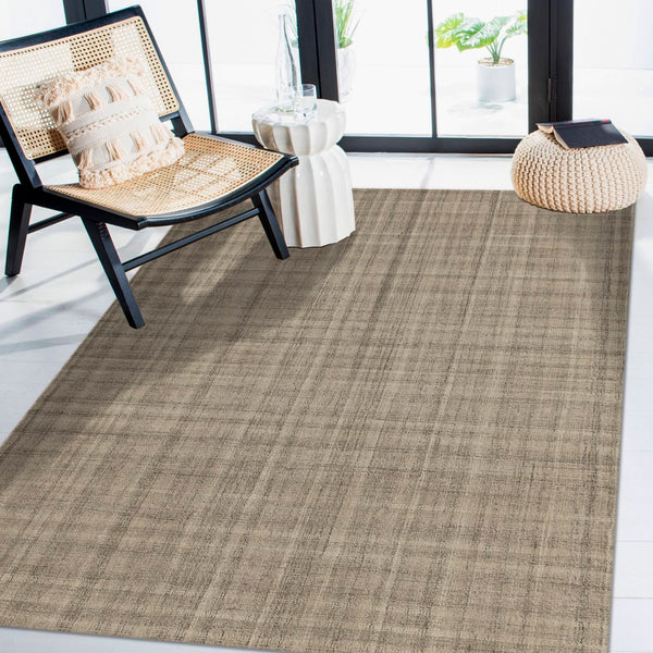 AMER Rugs Laurel LAU-7 Hand-Tufted Plaid Transitional Area Rug Champagne 8'6" x 11'6"
