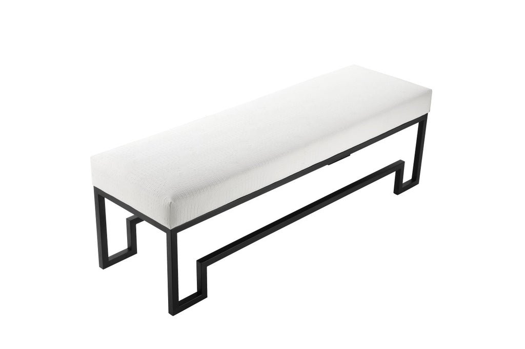 Shatana Home Laurence Bench Black Steel And Faux White Gator