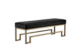 Shatana Home Laurence Bench Brushed Brass And Faux Black Ostrich